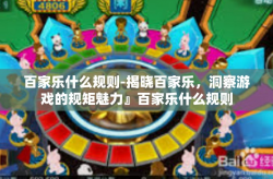 百家乐什么规则-揭晓百家乐，洞察游戏的规矩魅力』百家乐什么规则